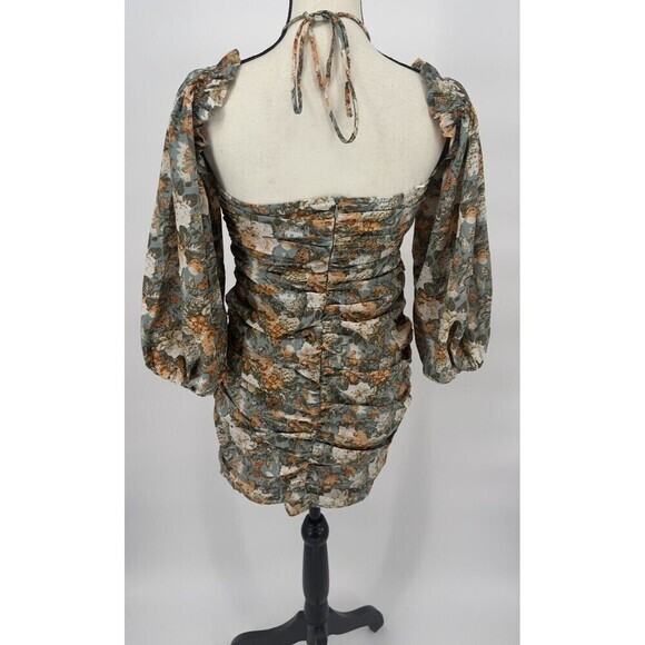 Hello Molly Basque Country Dress in Sage Floral Print Size 4 OffShoulder Sleeves - Picture 9 of 13